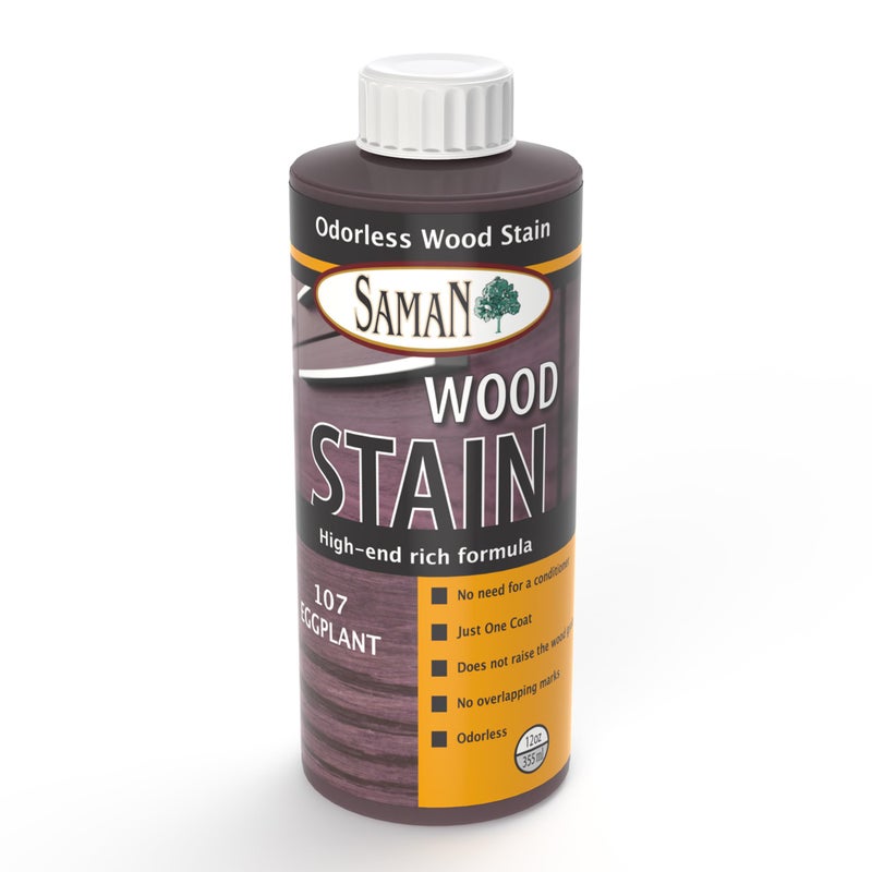 SamaN Interior Water Based Wood Stain - Natural Stain for Furniture, Moldings, Wood Paneling, Cabinets (Eggplant TEW-107-12, 12 oz) - Image 1